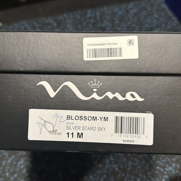 Nina Blossom Heel in Silver Satin - Picture 4 of 4